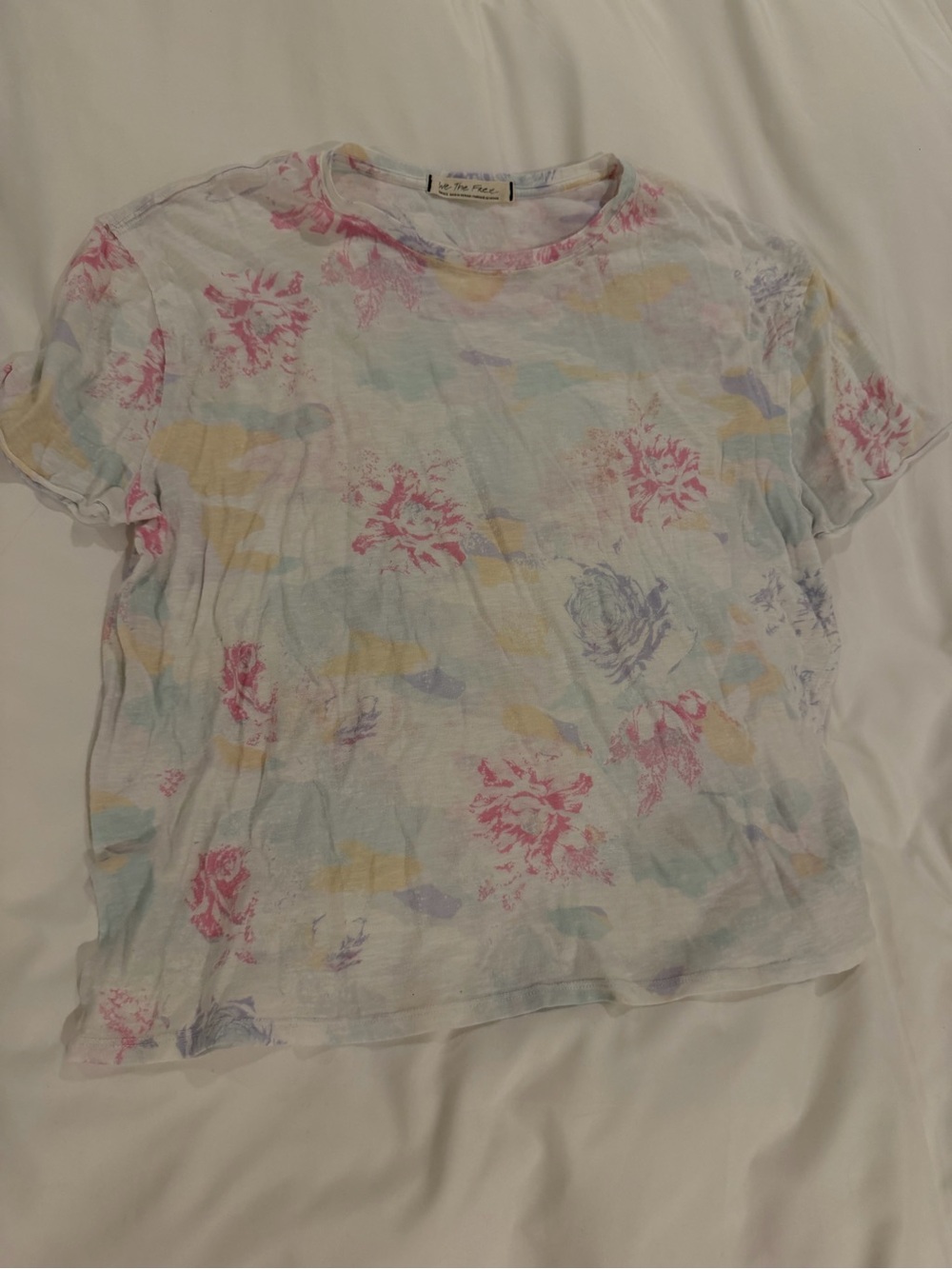 We The Free Floral Pastel Short Sleeve Tee - Pink, Yellow, Blue, Purple